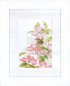 pn-0149989 - Розовые цветы и птичка