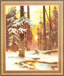 вх-1076 - Закат в снежном лесу