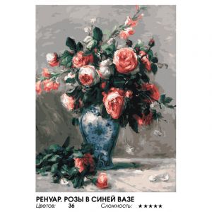905-AS - Ренуар. Розы в синей вазе