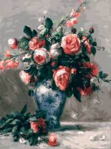 905-AS - Ренуар. Розы в синей вазе