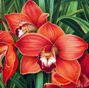 АЖ-1026 - Красные орхидеи