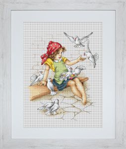 b1051 - Девочка с голубями