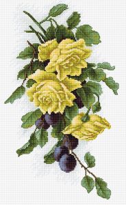 b2230 - Жёлтые розы со сливами