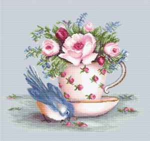 b2324 - Птичка и чашка чая