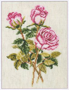 c179 - Розы на льняной ткани