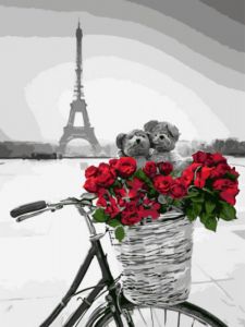 ex5747 - Красные цветы на фоне Эйфелевой башни