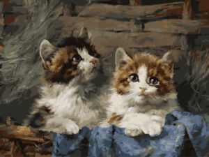 ex5804 - Милые котята в корзине