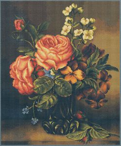 g491 - Ваза с розами и цветами