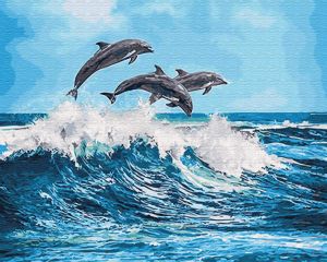 gx26749 - Дельфины над волной
