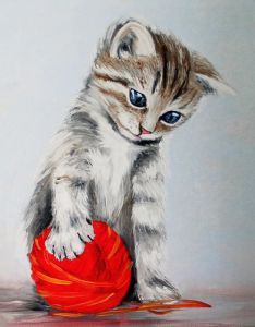 lg012 - Котёнок с красным клубком