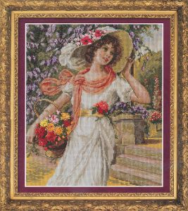ВХ-1480 - Девушка с корзиной цветов