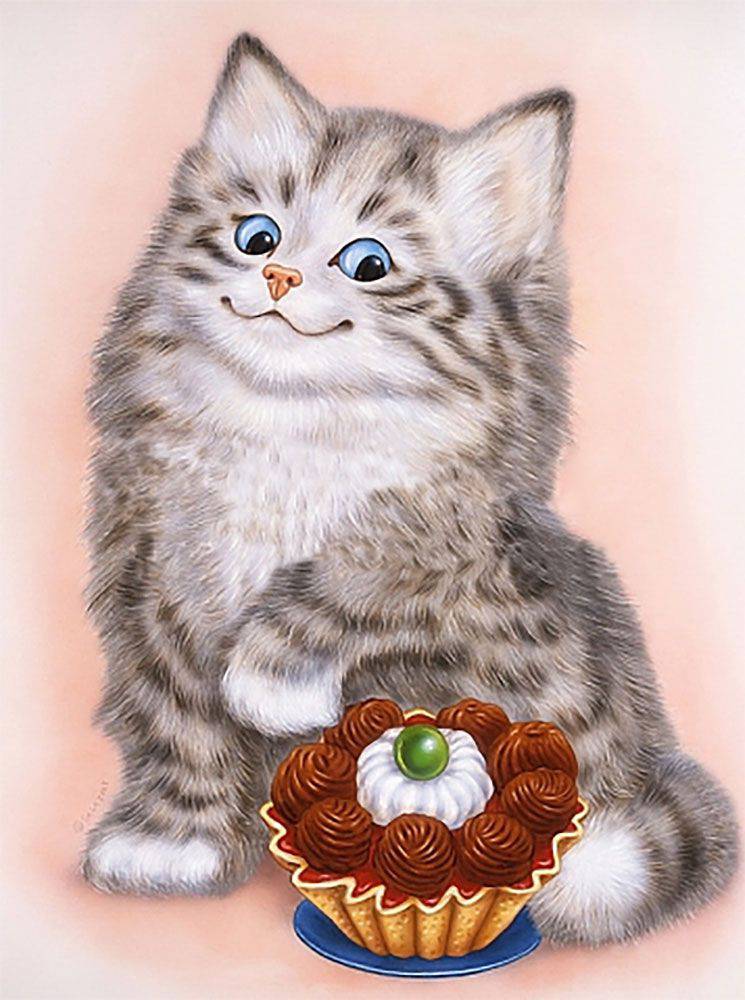 Котик на торт рисунок