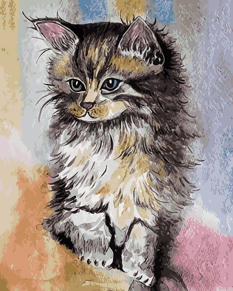Как нарисовать красивого котика красками