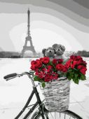 Красные цветы на фоне Эйфелевой башни