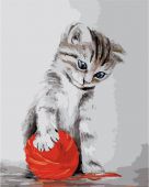 Котенок с красным клубком