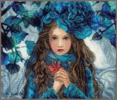 Девушка с голубыми цветами